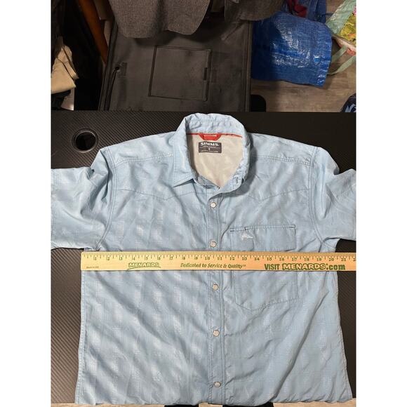 Simms Pearlsnap Fishing Shirt Light Blue Vented Breathable Size Small - Picture 4 of 11
